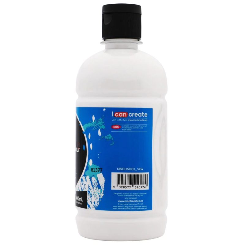 Mont Marte Acrylic Colour 500ml 16.9oz Signature Titanium White MSCH5001 V04 B