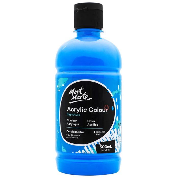 Mont Marte Acrylic Colour Signature 500ml 16.9oz Cerulean Blue MSCH5013 V04 F