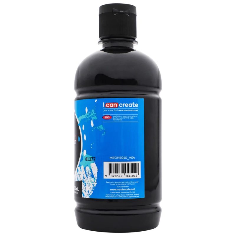Mont Marte Acrylic Colour Signature Paint 500ml Bottle 16.9oz Black MSCH5010 V04 B
