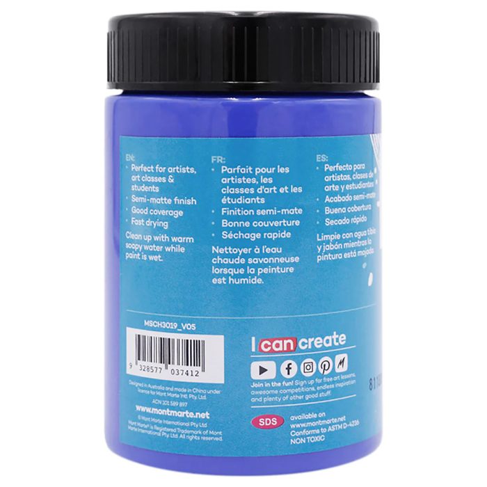 Mont Marte Signature Acrylic Colour 300 ml 10.1 oz Ultramarine Blue MSCH3019 V05 B