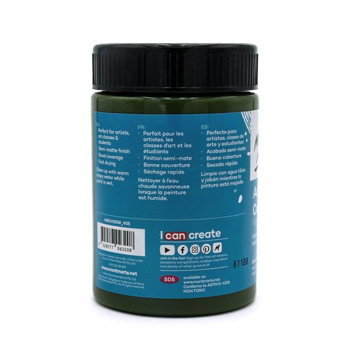 mont marte acrylic colour paint signature 300ml 10 1oz olive green back