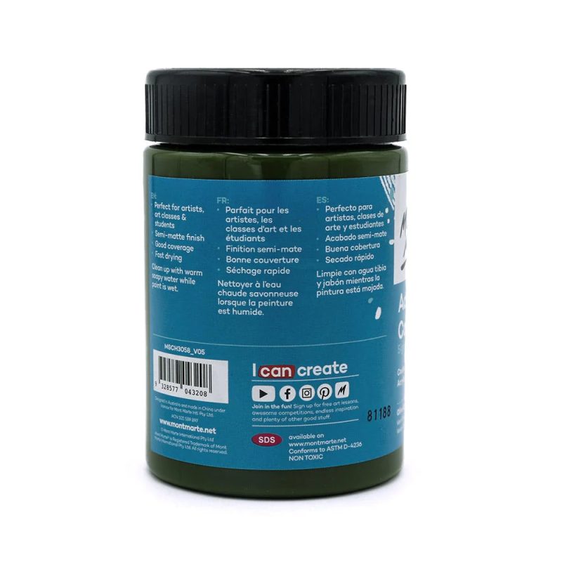 mont marte acrylic colour paint signature 300ml 10 1oz olive green back