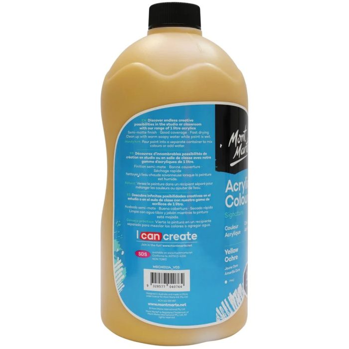 mont marte acrylic colour signature 1l 33 8oz yellow