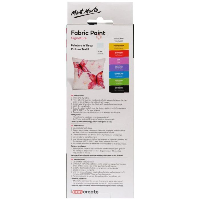 mont marte fabric paint set signature 8pc x 20ml 0 7oz back