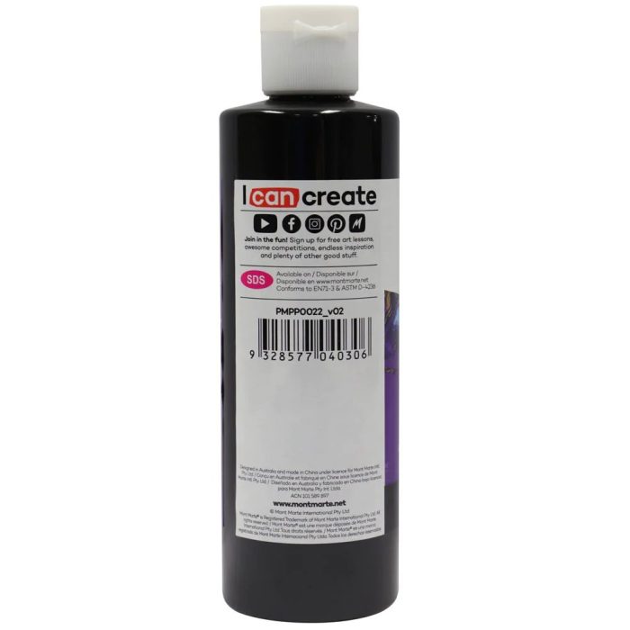 mont marte pouring acrylic paint premium 240ml 8 12oz lamp black back