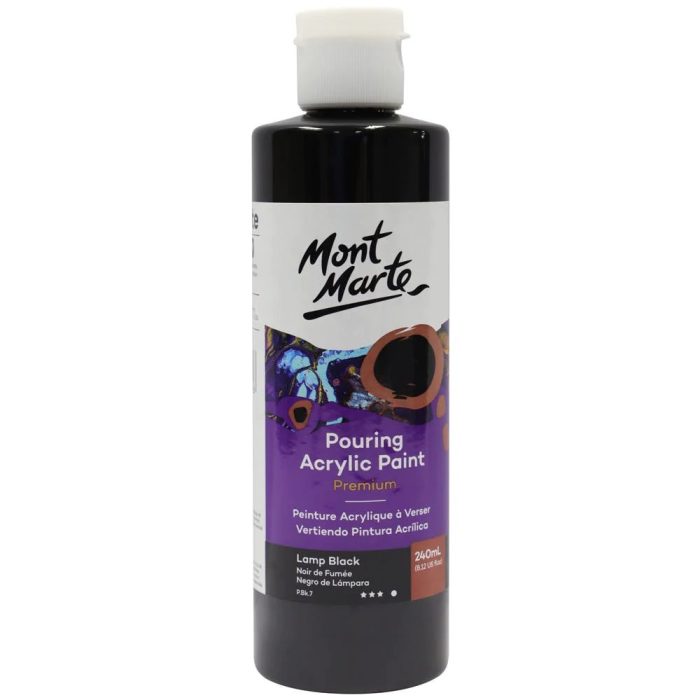 mont marte pouring acrylic paint premium 240ml 8 12oz lamp black front