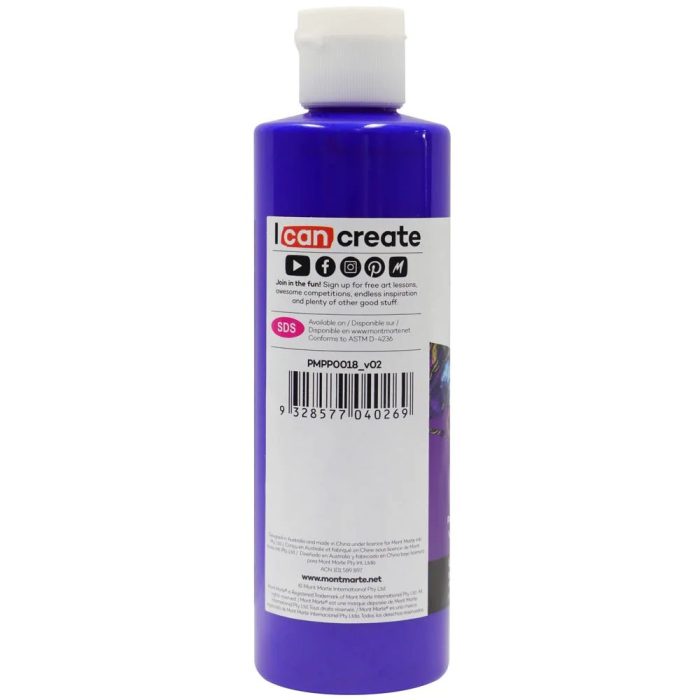 mont marte pouring acrylic paint premium 240ml 8 12oz ultramarine blue back