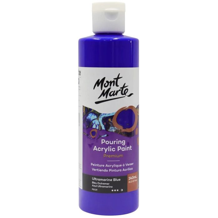 mont marte pouring acrylic paint premium 240ml 8 12oz ultramarine blue front