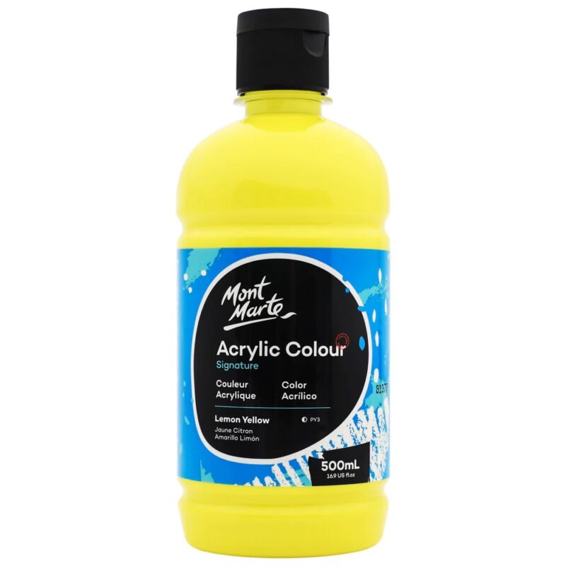 500ml lemon yellow acrylic colour paint image 2