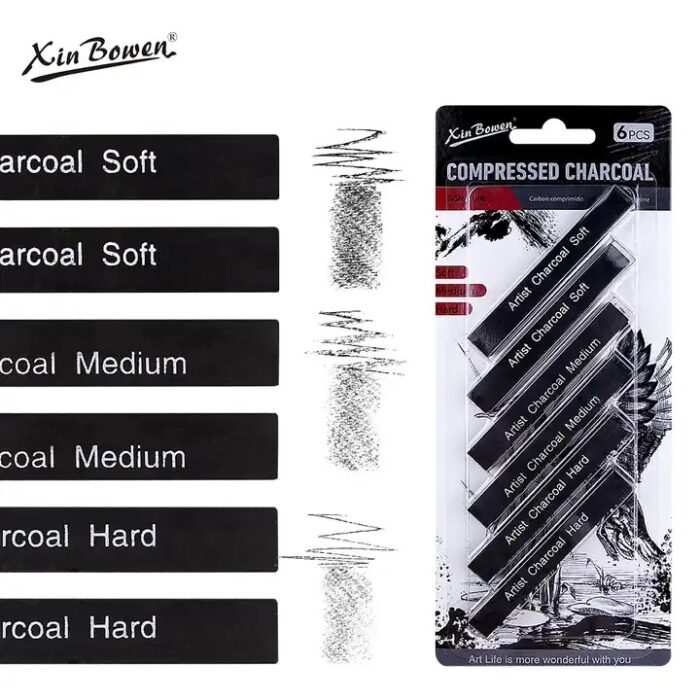 Xin Bowen 6pcs Square Compressed Charcoal Stick image 1