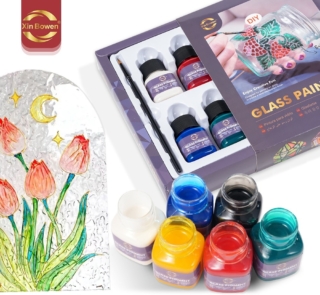 Xinbowen Glass Paints 6 X 30mls image 1