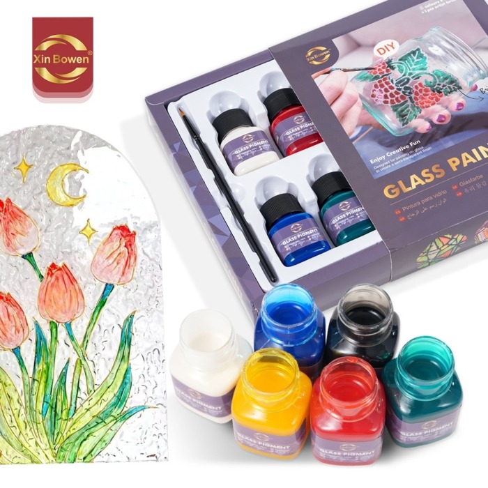 Xinbowen Glass Paints 6 X 30mls image 1