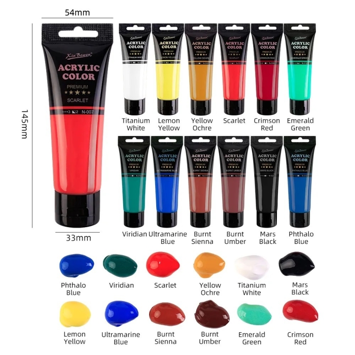 Xinbowen acrylic paint colours 75mls image 2