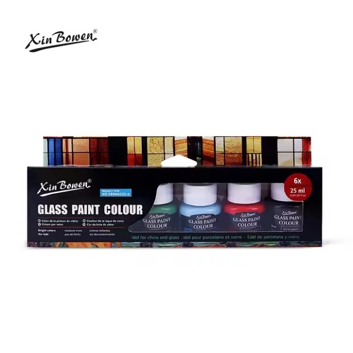 xinbowen glass paint 6 x25mls image 1