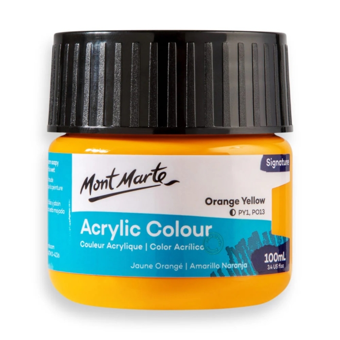Acrylic Colour Paint Signature 100ml Tub - Orange Yellow - Image 1