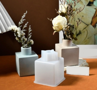 flower vase silicone mold and gypsum created vases holding fowers