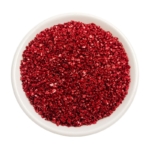Crushed Bright Red stones in a white bowl for resin art and other decorative elements