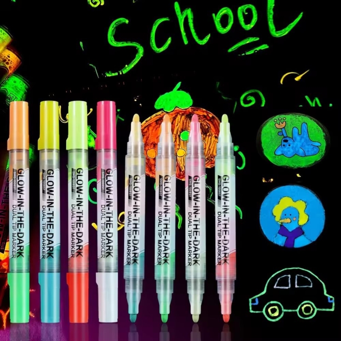 Glow-in-the-Dark 4 Dual Tip Marker Set - Image 2