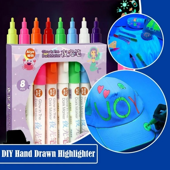 Aiye Glow In the Dark Markers 8pcs - Image 2