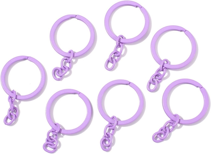 Coloured Keyrings Purple 20pcs - Image 1