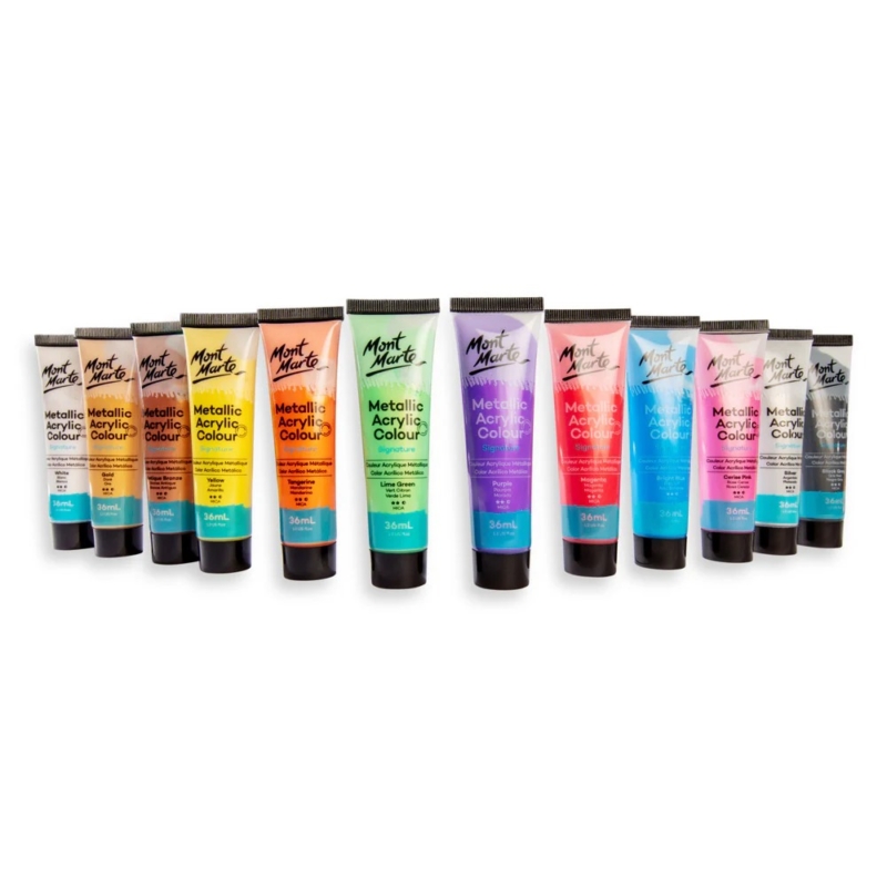 Metallic Acrylic Colour Paint Set Signature 12pc x 36ml 2