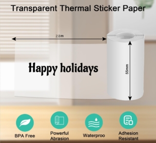 Mini printer clear paper sticker roll 2