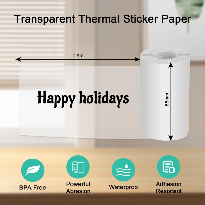 Mini printer clear paper sticker roll 2