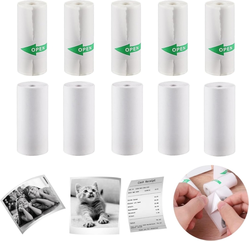 Mini printer white paper sticker roll 1