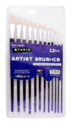 Studio Artist Hog Brushes 12pcs Flat 1-12
