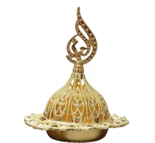 metallic incense burner with lid gold