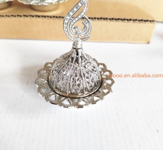 metallic incense burner with lid silver