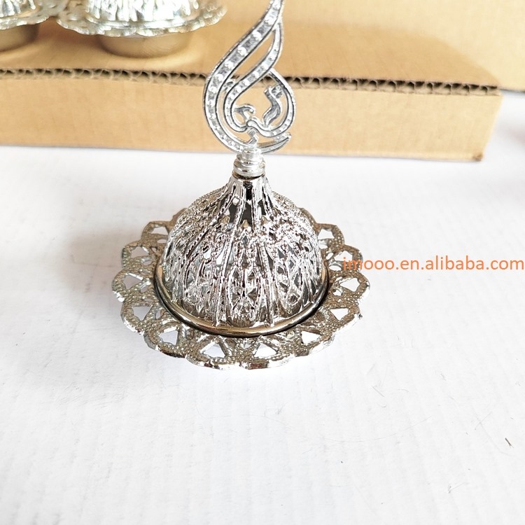 metallic incense burner with lid silver