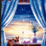 Paint By Numbers- A cat Sitting By the Window- 30by 30cm -JK304