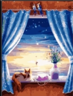 Paint By Numbers- A cat Sitting By the Window- 40 by 40cm -JK311