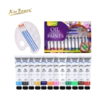 Oil Paint Set 12pcs x 12ml With Paintbrushes And Palette - Image 2
