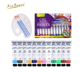 xbw Oil Paint Set 12pcs X12ml With Paintbrush And Palette 1