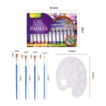 Oil Paint Set 12pcs x 12ml With Paintbrushes And Palette