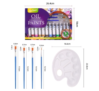 xbw Oil Paint Set 12pcs X12ml With Paintbrush And Palette 2