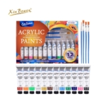 Xinbowen Acrylic Paint set 12pcs + Brushes and 1 Palette Tray