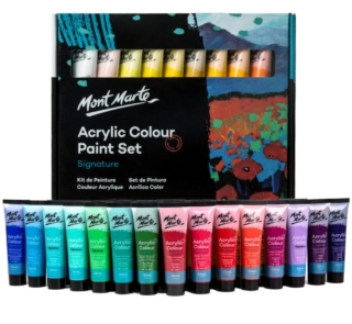 mont marte acrylic paint set 36mls x 36pcs on a white background