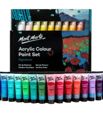 mont marte acrylic paint set 36mls x 36pcs on a white background