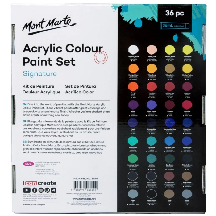 Acrylic Colour Paint Set Signature 36pc x 36ml - Image 2