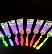 Fluoro acrylics intro set 8 colours on a black background