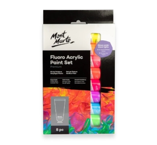 Fluoro Acrylic Paint Set Premium 8pc x 36ml Image 1