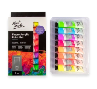 Fluoro Acrylic Paint Set Premium 8pc x 36ml Image 2