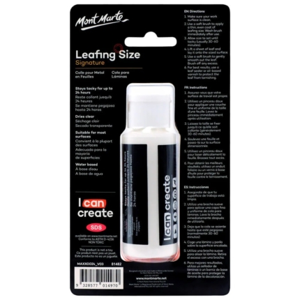 Mont Marte leafing size 60mls in a black compact package on a white background