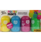 Mont Marte poster paints 4 bright colours on a white bcakground