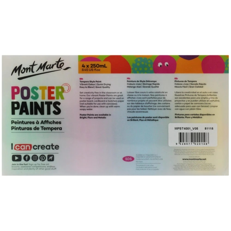 Poster Paint 250ml 4pc 8.45 US fl.oz Bright image 2